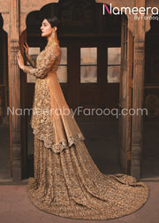 designer peach dress