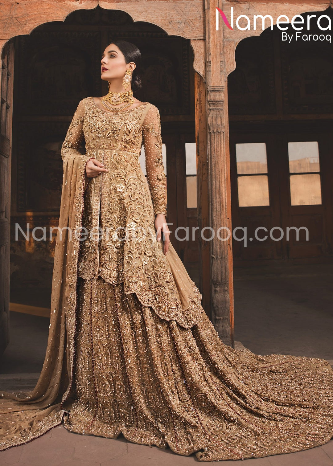 peach bridal dress 