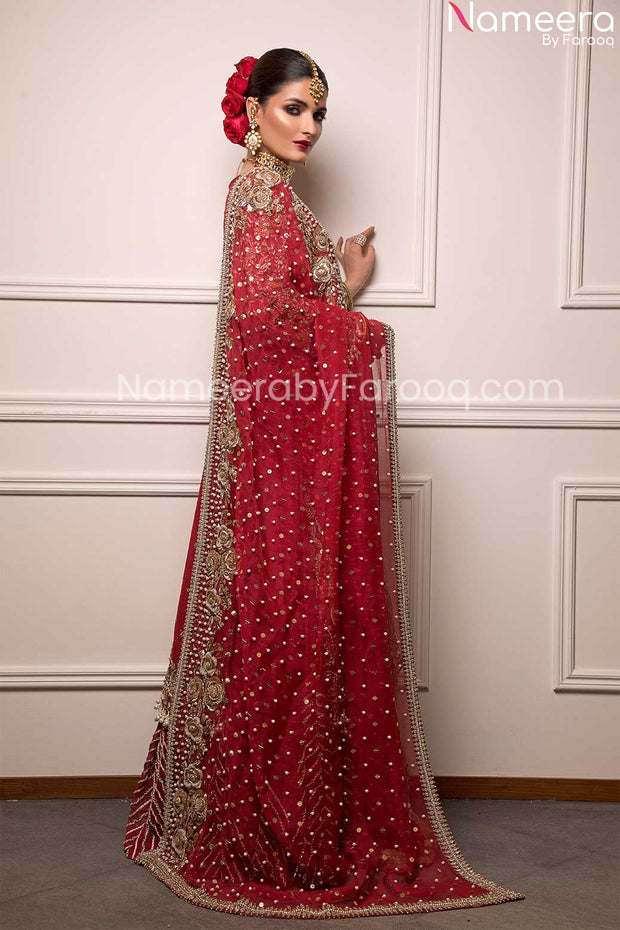 gold red lehenga