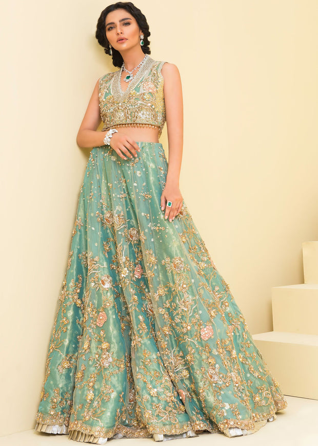 latest online Indian Green Lehenga 