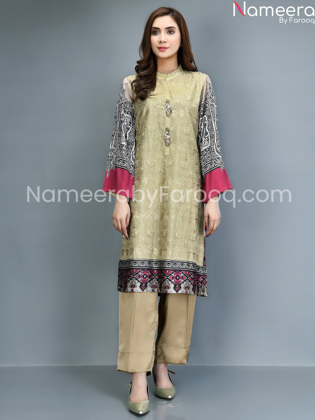 Green and Pink silk Suit 