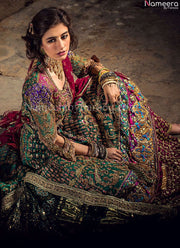 Premium Zara Shahjahan Purple and Green Lehenga #BN697