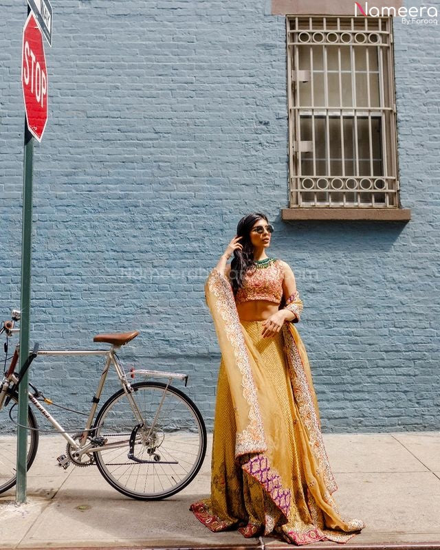 green and yellow lehenga choli