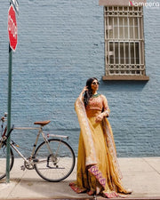 green and yellow lehenga choli