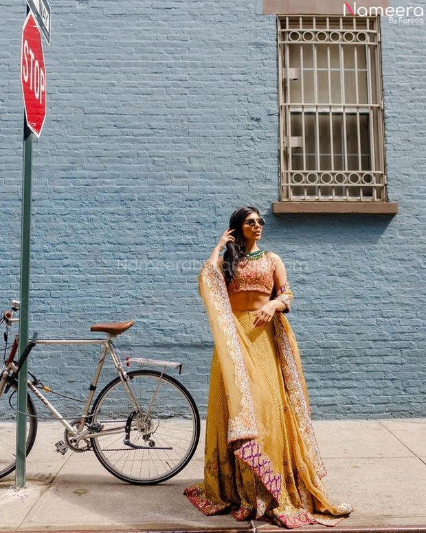 green and yellow lehenga choli