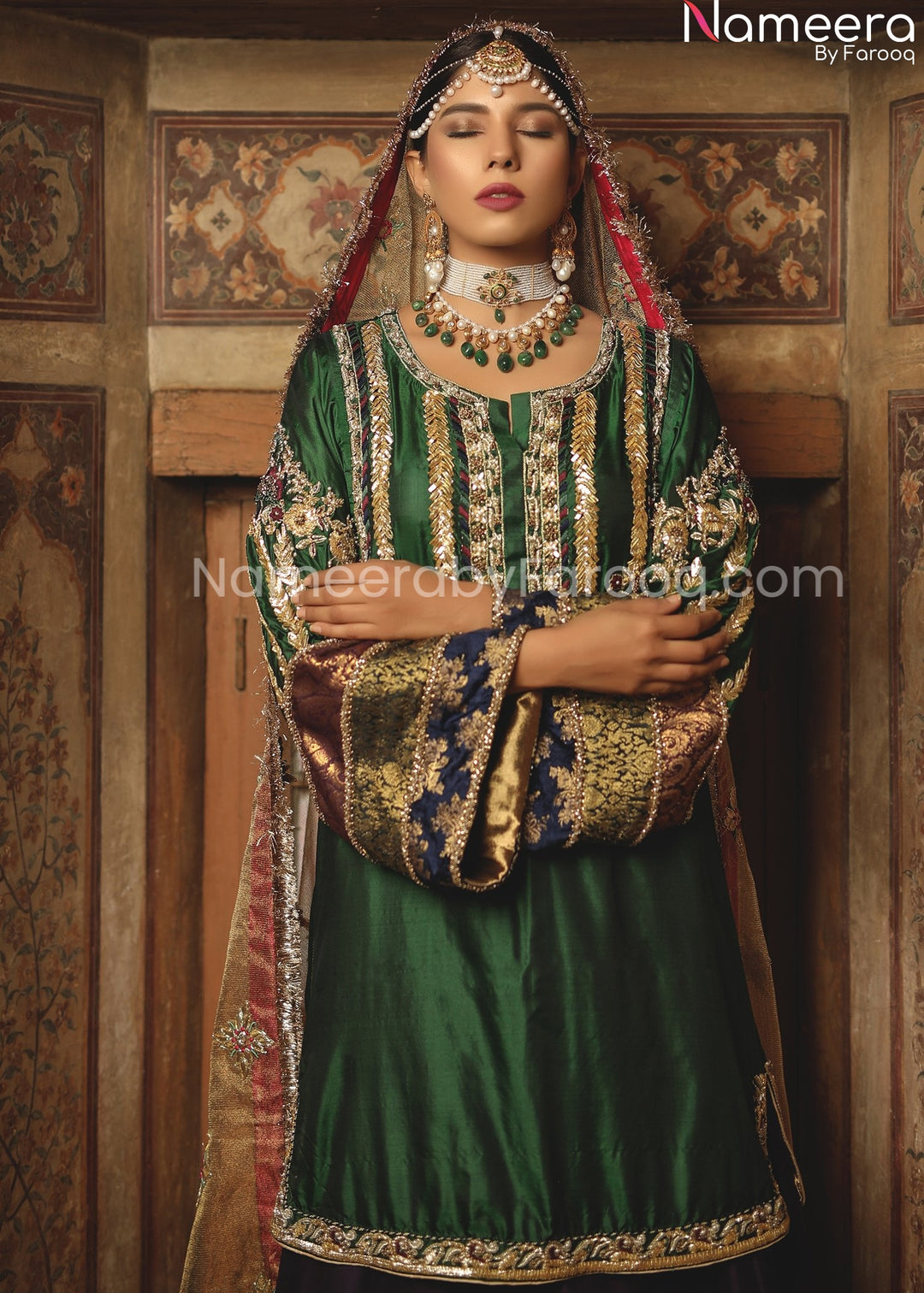 green bridal dress
