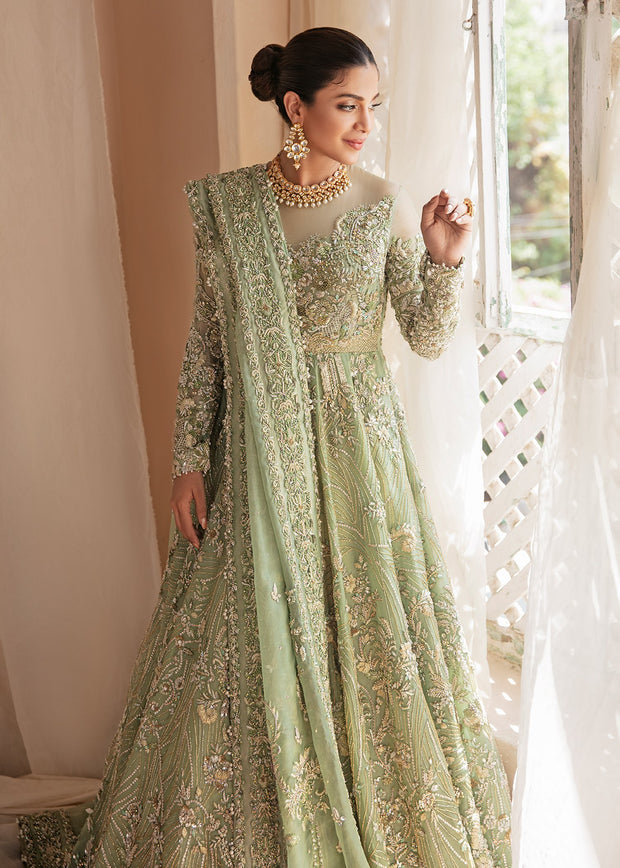 Lime Green Lehenga in Zardozi Embellished Gown in Raw Silk LARGE Lime Green Lehenga in Zardozi Embellished Gown in Raw Silk LARGE