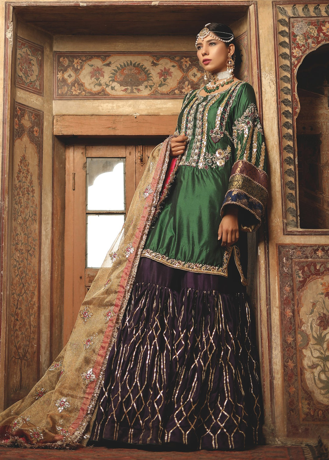 green sharara for wedding