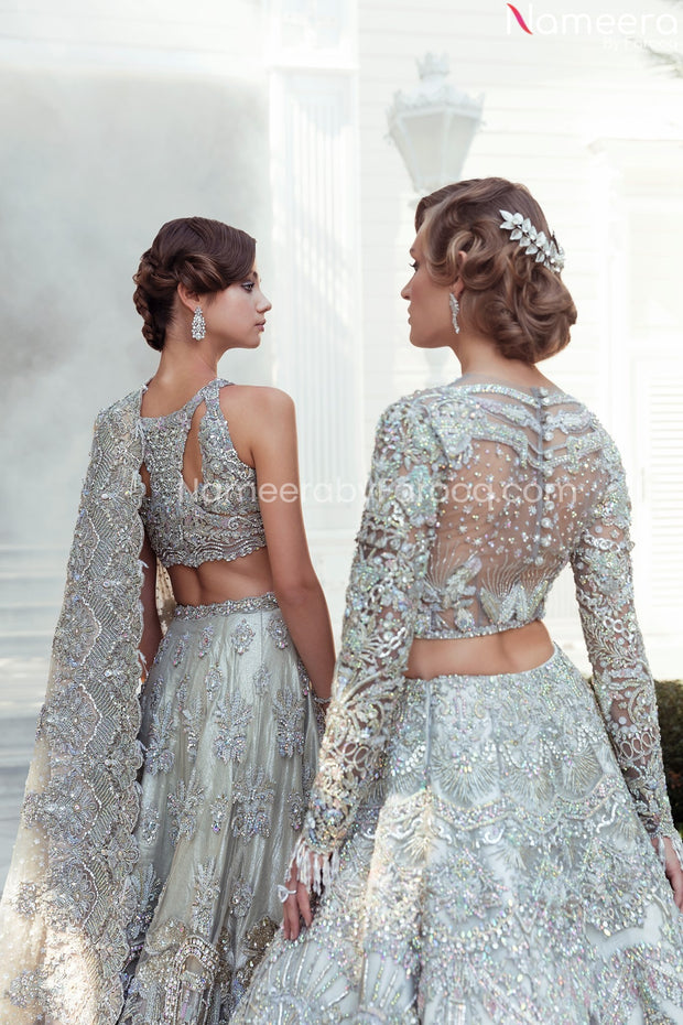 grey bridal lehenga choli