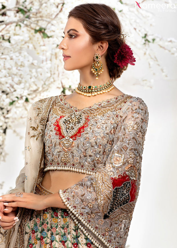 grey crop top lehenga