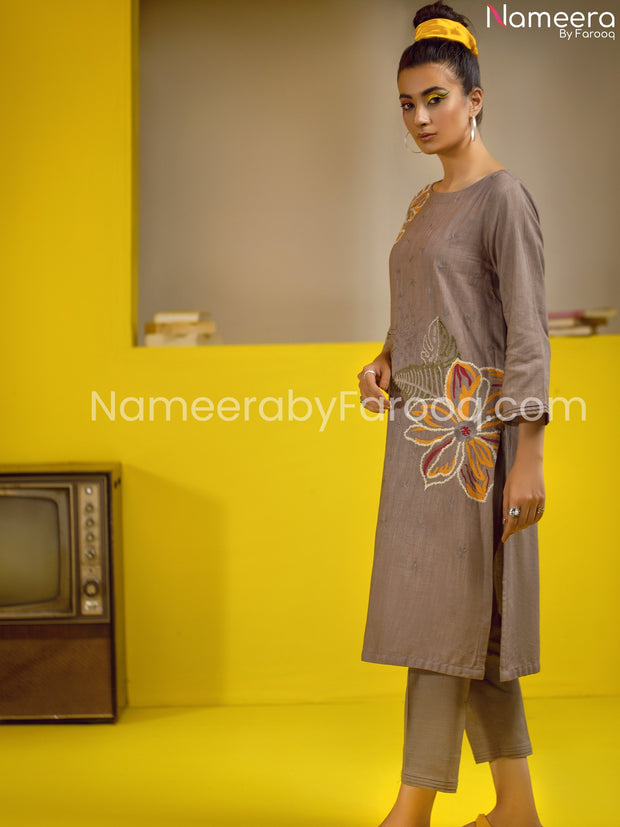 Embriodered Grey dress pakistani  