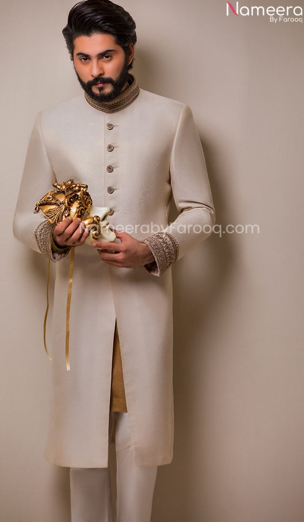 groom white sherwani