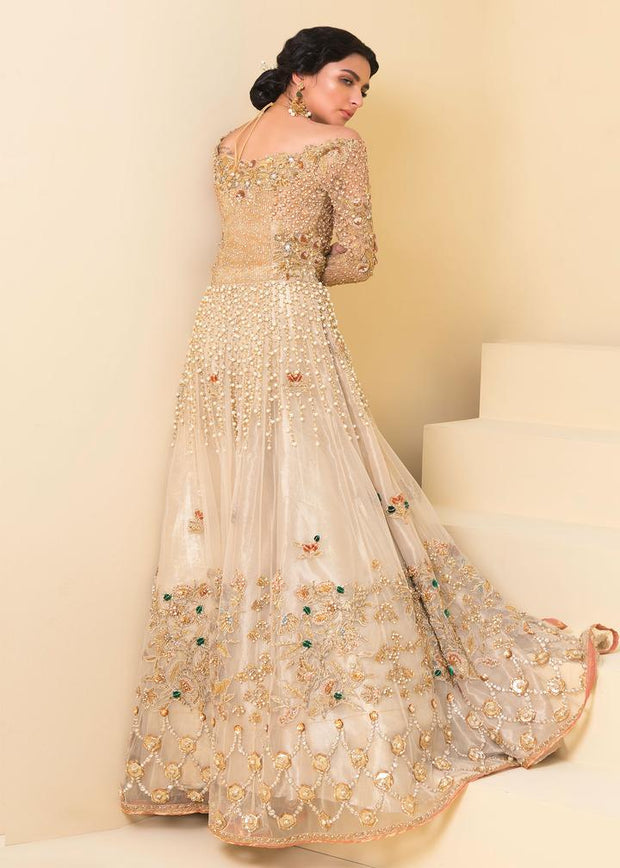 Back view of Stunning Off White Lehenga 