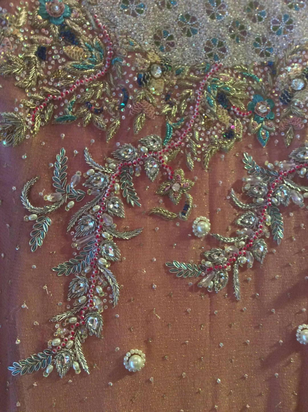 Wedding party dress with pure dabka multi threds pearls and sequence work Model # P 237