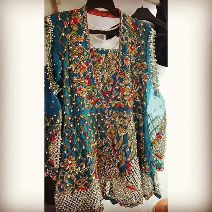 Wedding party dress with dabka  multi threads and cut work Model# P 161