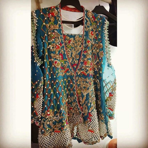 Wedding party dress with dabka  multi threads and cut work Model# P 161