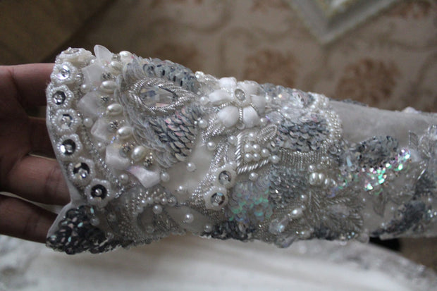 Wedding bride maxi pearls sequance and nugh work M#B 173