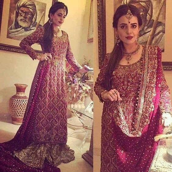 Wedding bridal lahnga with dabka zari nagh and pearl work M#B 117