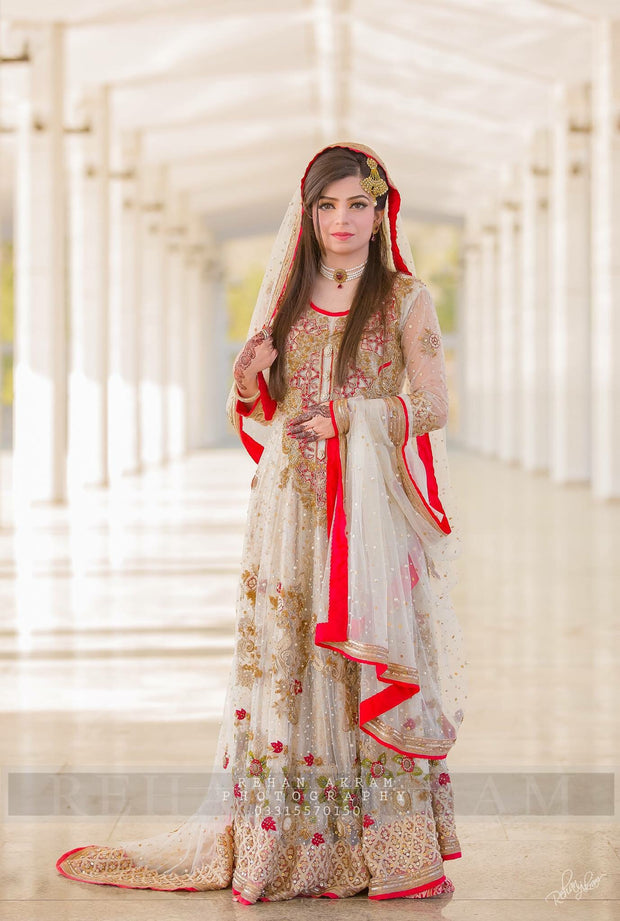 Wedding bridal maxi threads dabka sequance  and nagh work M0del#B 118