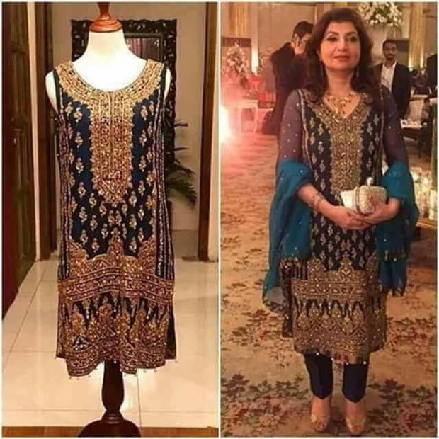 Wedding party dress with pure dabka nagh pearls and sequence work Model # P 229