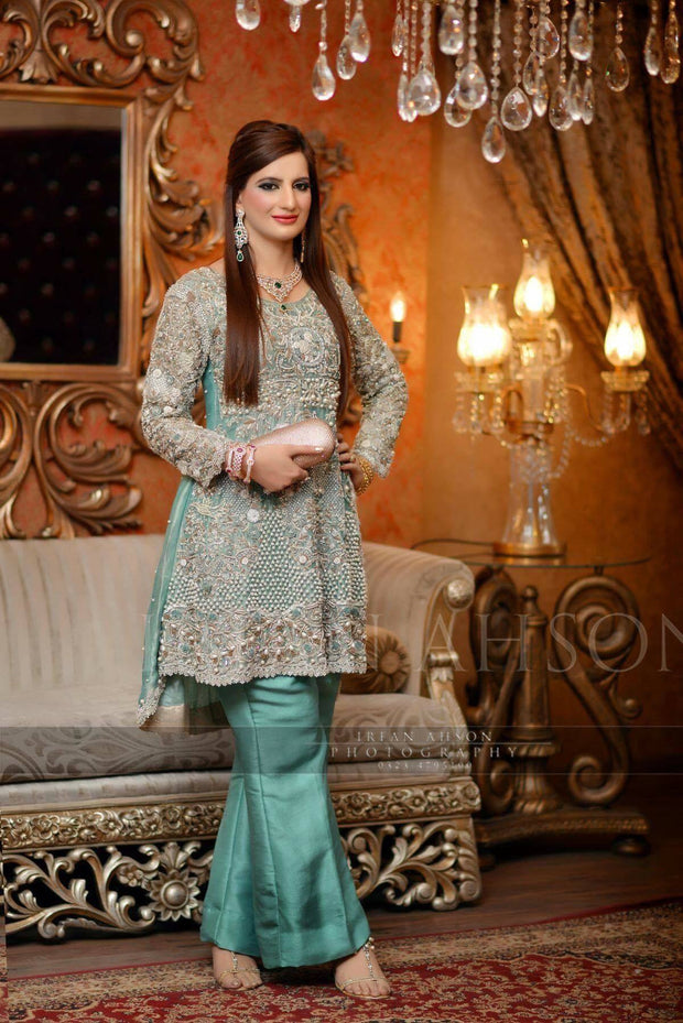 Wedding party dress with dabka pearls nagh and cutwork  Model #P 219