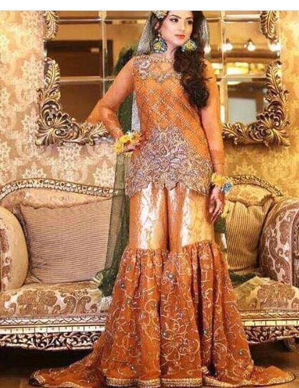 Wedding bridal gharara set  dabka nagh pearls and gota work Model#G 165