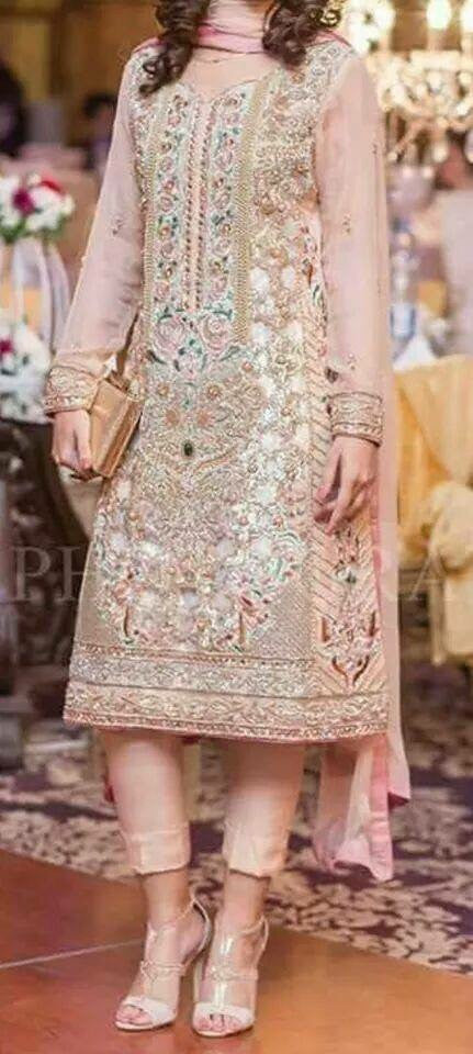 Wedding party dress dabka nagh pearls and threds work Model #P 211