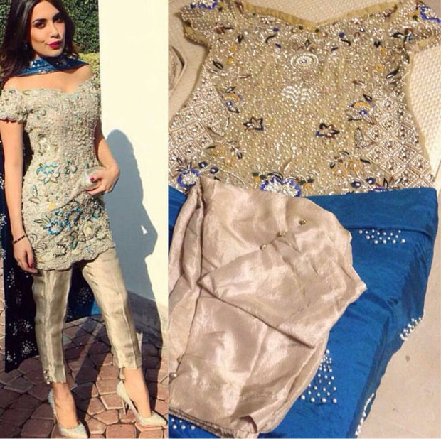 Wedding party dress with dabka nagh pearls and threds work Model#P 164
