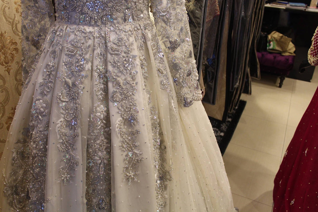 Wedding bride maxi pearls sequance and nugh work M#B 173
