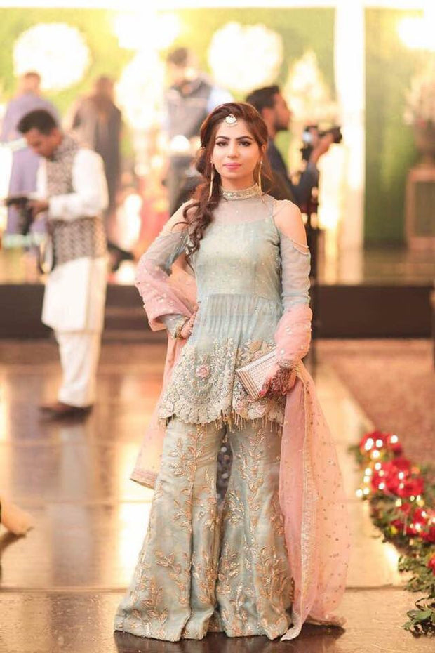 Wedding party dress with dabka nagh zari and threads work  Model#P 146