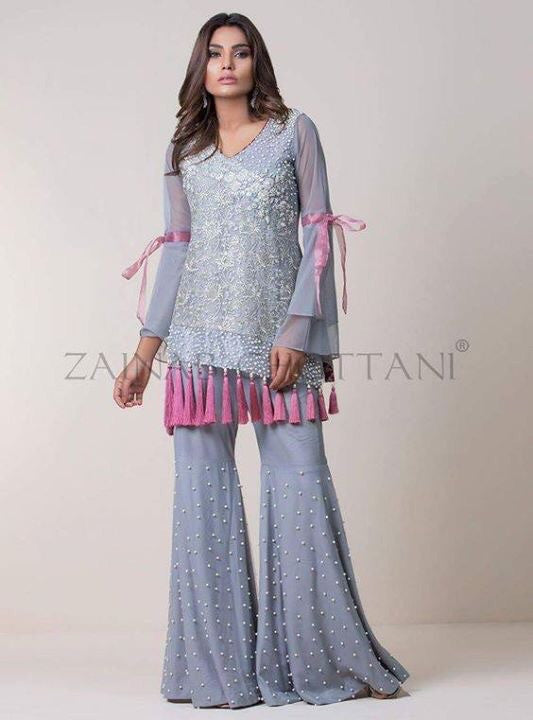 Wedding party dress with dabka threds and pearls work Model # P 208