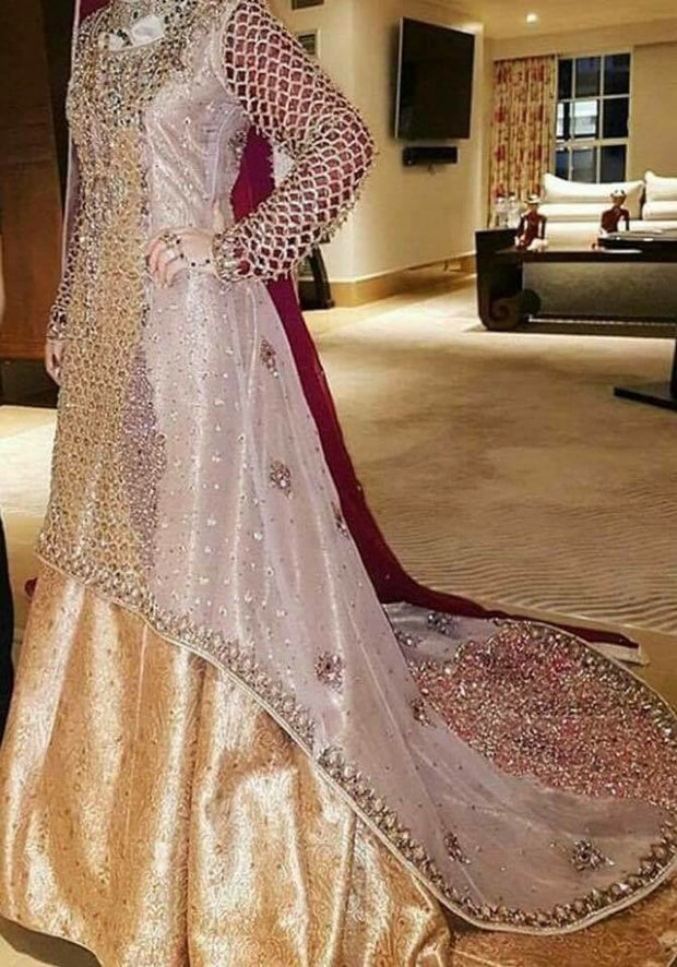 Wedding bridal lahnga dabka nagh pearls and zri work Model # B 199