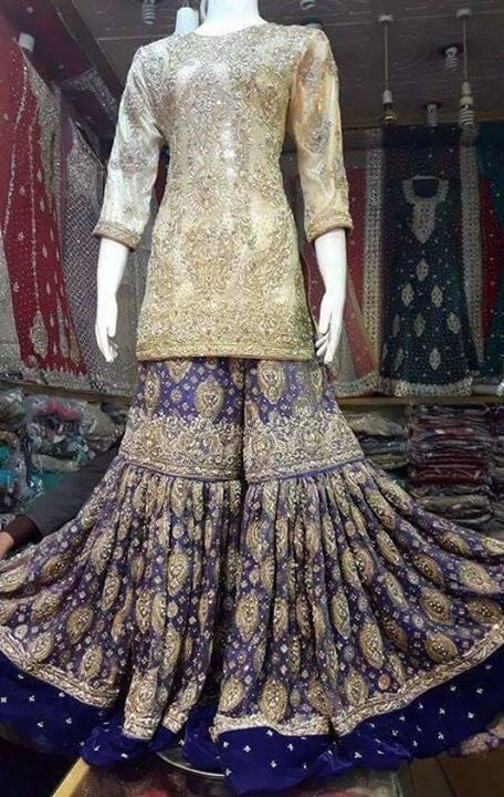 Wedding bridal ghararawith dabka nagh naqshee and zari work Model # B 222