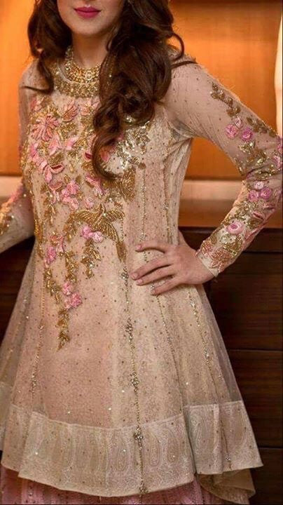 Wedding party dress dabka zari nagh pearls and threds work  Model #P 175