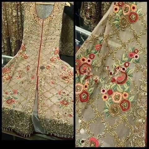 Wedding bridal maxi with dabka  and threads work Model #B 145