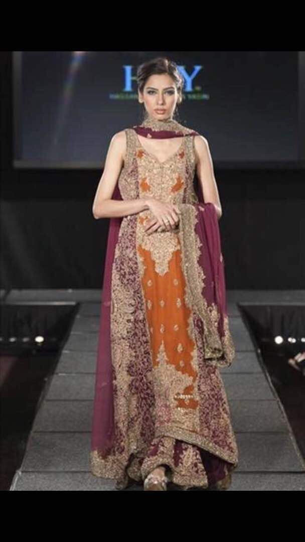 Wedding bridal dress rust and majenda color with laod dabka nagh and pearls workM#B 114 Wedding bridal dress rust and majenda color with laod dabka nagh and pearls workM#B 114