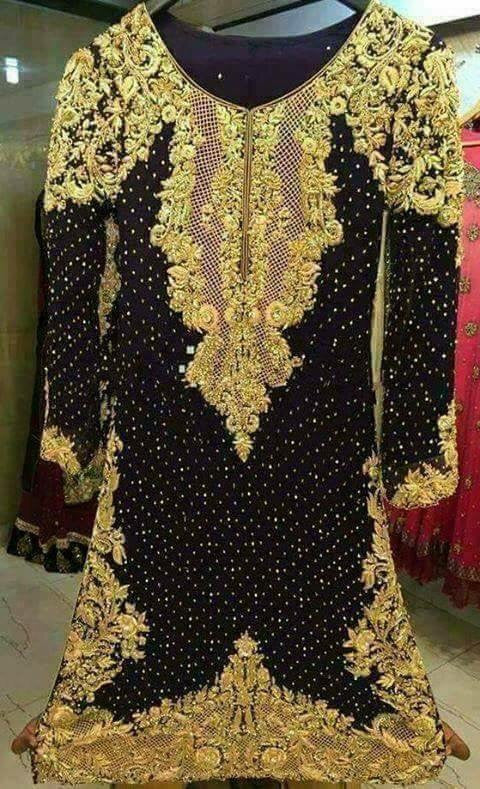 Wedding party dress with dabka cutwork pearls and nagh   Model # P 216