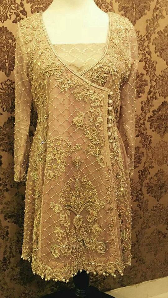 Wedding party and bridal maxi with dabka zari nagh pearls and cutwork Model# P 230