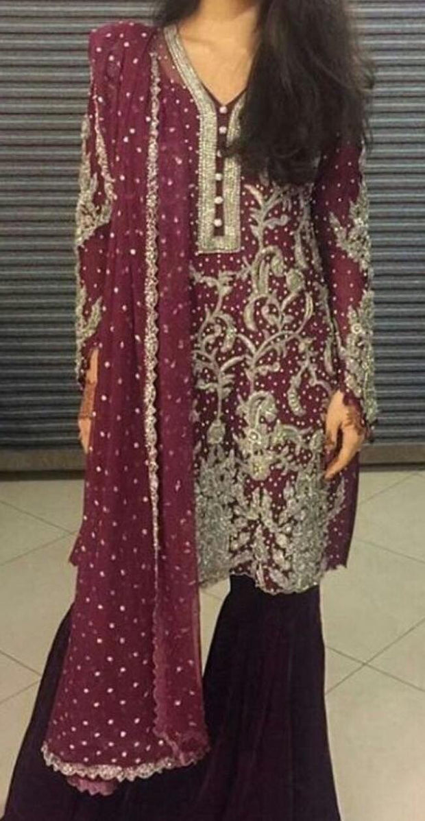 Wedding party dress dabka and pearls work Model#P 148