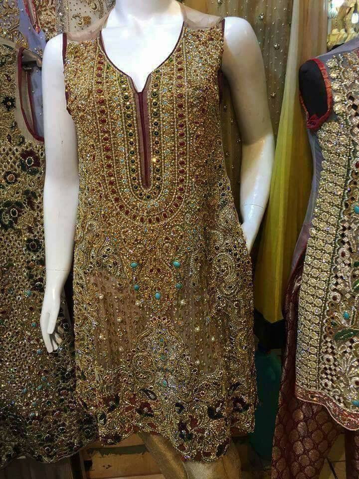 Wedding party dress multi nagh dabka and pearls work Model # P 220
