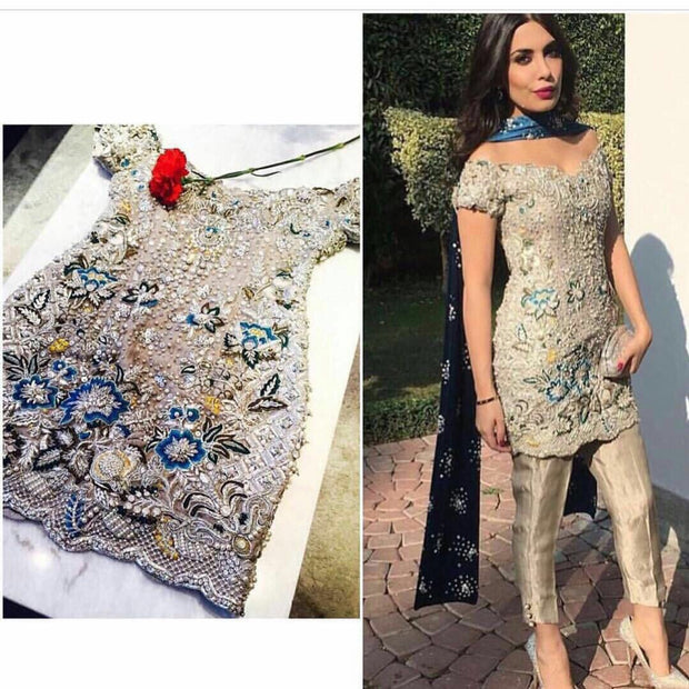 Wedding party dress with dabka threads sequance and nagh work Model#P 137