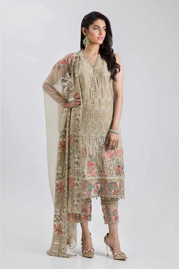 Beautiful Indian chiffon dress in lavish brown color