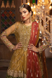 Beautiful Indian dress in mustard and off white color # P2246