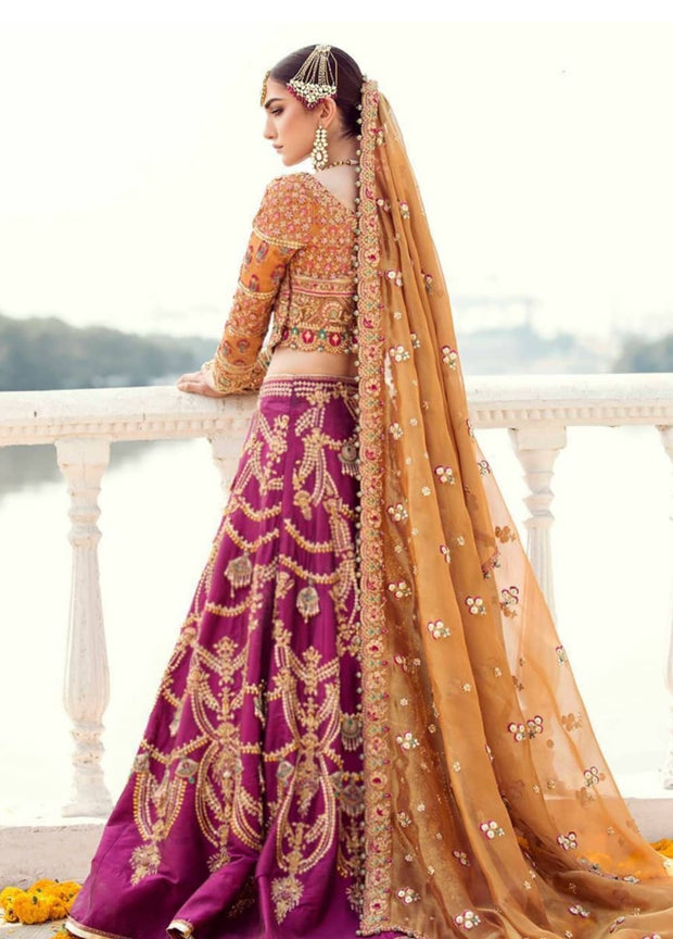 Indian bridal lehenga in traditional colours 1