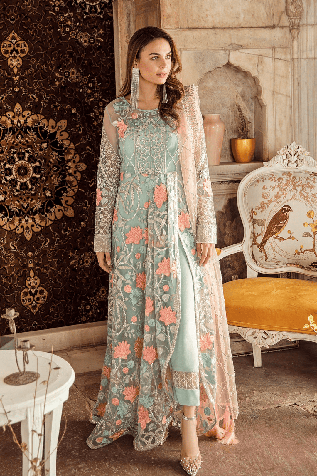 INDIAN PARTY DRESSES with Thread Sitara Embroidery Nameera by Farooq