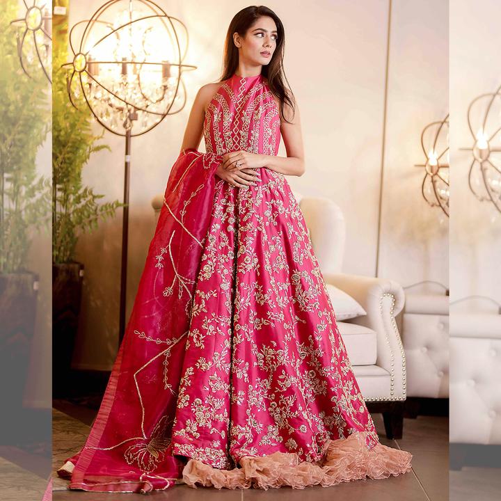 Buy Hot Pink Indian Reception Dress For Bride Online 2019 Nameera by Farooq