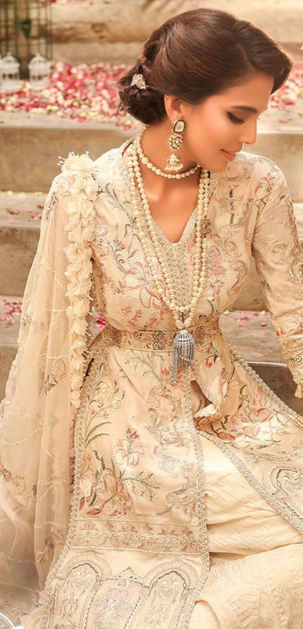 Buy sharara dress for engagement in cream color in USA custom size Buy sharara dress for engagement in cream color in USA custom size