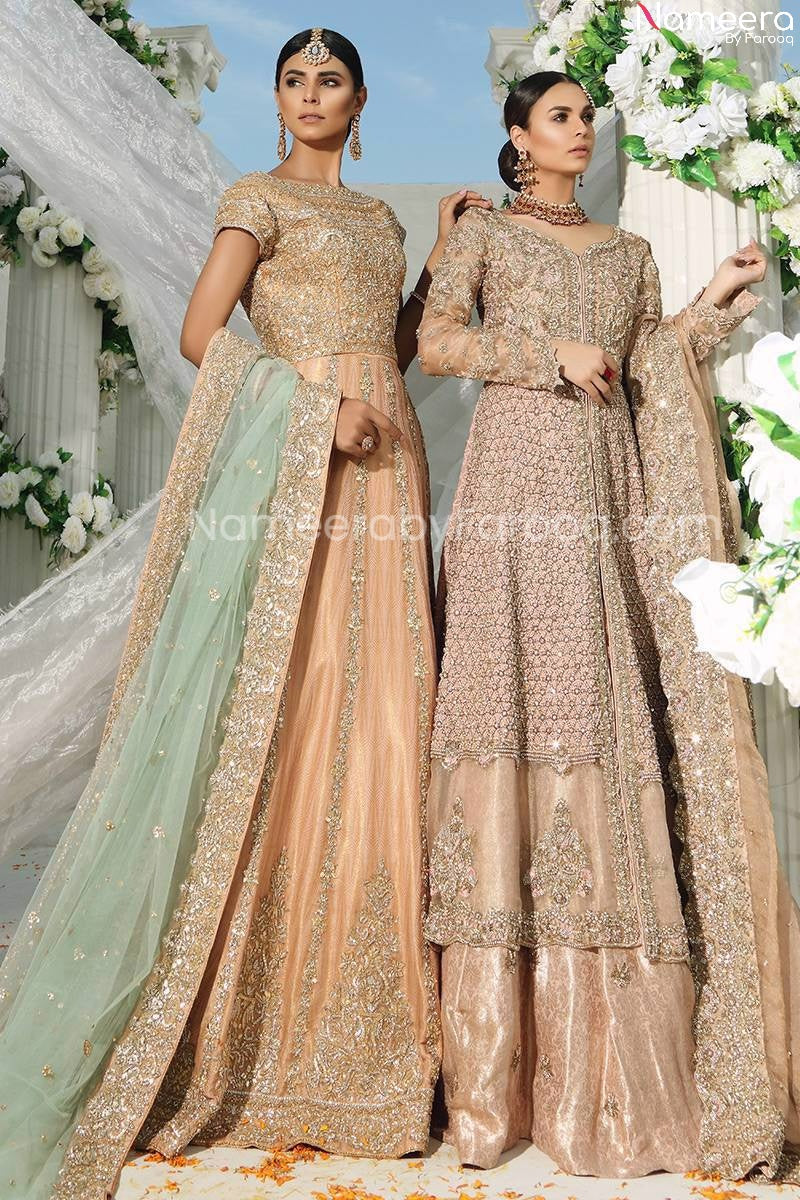 ivoery pink bridal lehnga