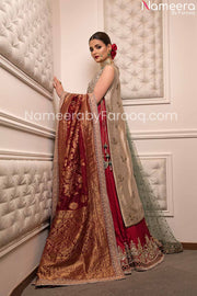 Pakistani Brocade Bridal Lehenga Designer Attire #BN617