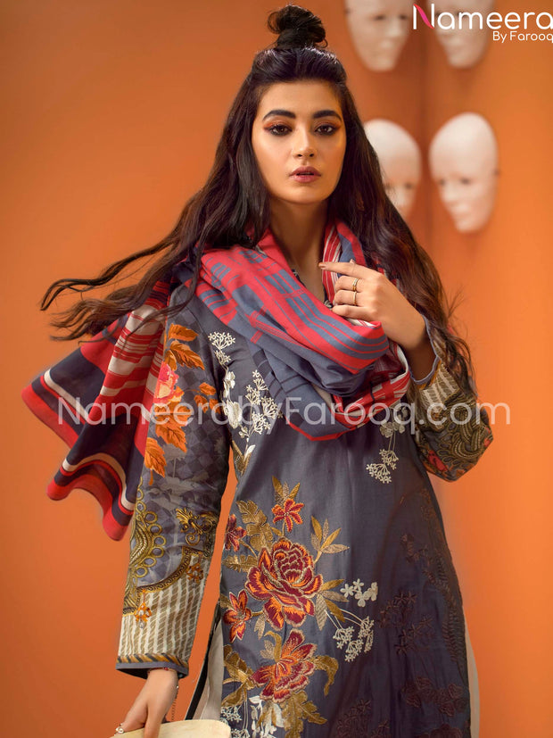Designer khaddar dress 